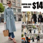 Trench Coat Classic Long Button Down Peacoat Fall Fashion Lapel Slim Overcoat With Belt