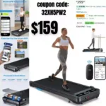 Under Desk Walking Pad Voice Controlled Smart Standing Treadmill Works with ZWIFT KINOMAP WELLFIT APP