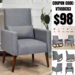 Upholstered Rocking Chair, Modern High Back Armchair, Comfortable Rocker with Fabric Padded Seat