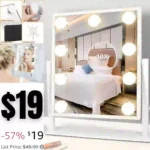 Vanity Mirror with Lights Hollywood Mirror Lighted Makeup Mirror with Dimmable&3 Color Modes Lights, 9 LED Bulbles with Detachable 10X Magnification Mirror Lighted Makeup Mirror