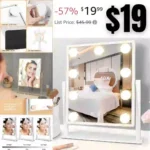 Vanity Mirror with Lights Hollywood Mirror Lighted Makeup Mirror with Dimmable&3 Color Modes Lights, 9 LED Bulbles with Detachable 10X Magnification Mirror