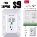Wall Charger, Surge Protector, QINLIANF 5 Outlet Extender with 4 USB Charging Ports