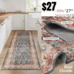 Washable Runner Rug 2’6×8′, Hallway Runner Rug Non Slip Stain Resistant Thin Rug Foldable Mat