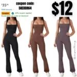 Wenlia Square Neck Flare Jumpsuit for Women, Tank Tops Wide Leg