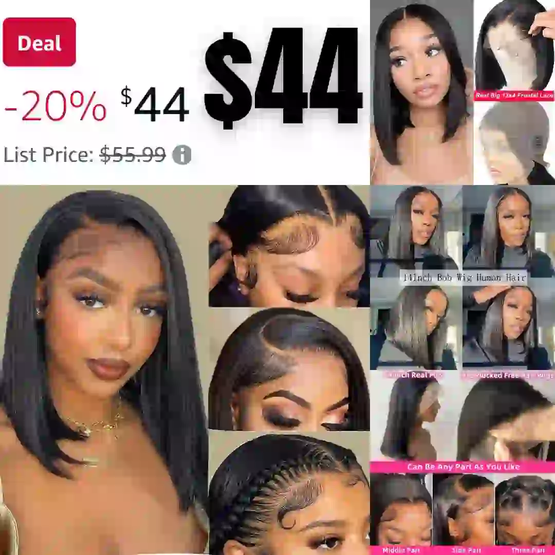 Wig Human Hair 14 Inch 13×4 HD Lace Front Wigs Human Hair Pre Plucked Straight Lace Frontal Glueless Short Bob Wigs for Women
