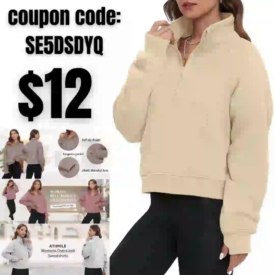 Womens Sweatshirts Half Zip Cropped Pullover Fleece Quarter Zipper Hoodies