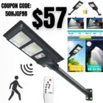 Wstan 6000LM 200W Solar Street Light Outdoor, 568LED Super Bright Solar Flood Lights