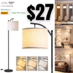 addlon Floor Lamp for Living Room with 3 Color Temperatures, Standing lamp with Linen lampshade for Bedroom