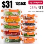 10pack Glass Food Storage Containers – Food Prep Containers with Lids