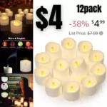 12 Pack Flameless Candles,Easter Basket Stuffers, Battery Operated Candles, Tea Lights for Votive
