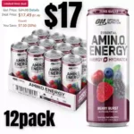 12pack Optimum Nutrition Amino Energy Sparkling Hydration Drink, Electrolytes