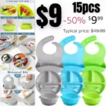 15 Pieces Silicone Baby Feeding Set