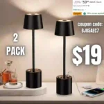 2 Pack Cordless Led Table lamp – Portable Rechargeable Desk Light