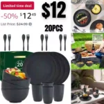 20-Piece Wheat Straw Dinnerware Sets, Microwave & Dishwasher Safe Unbreakable Dinnerware Set