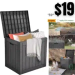 30 Gallon Outdoor Storage Box with Side Handles and Lockable Lid, Weatherproof Resin Deck Box for Patio