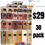30 Pack Airtight Food Storage Containers for Kitchen Pantry Organization and Storage, BPA-Free