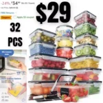 32 Piece Food Storage Containers Set with Easy Snap Lids