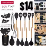 33 Pcs Silicone Kitchen Utensils Set, Non-Stick Silicone Cooking Utensils Set with Holder