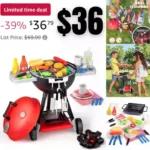 34 PCS Cooking Toy Set, Kitchen Toy Set, Toy BBQ Grill Set, Little Chef Play