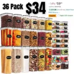 36 Pack Airtight Food Storage Containers for Kitchen Pantry Organization and Storage, BPA Free