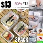 3PACK Fruit Storage Containers for Fridge with vent holes and handle