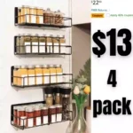 4pack Magnetic Spice Rack For Refrigerator, Large Size Space Saving Organizer