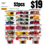 52 Piece Airtight Food Storage Containers with Lids (26 Containers & 26 Lids)