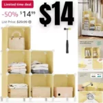 6 Cube Storage Organizer, DIY Closet Shelf, Plastic Clothes Organizer, Modular Bookcase
