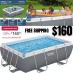 Above Ground Pool Set – 937 Gallons, Rectangular Outdoor Family Pool