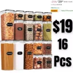 Airtight Food Storage Container Set, 16 Pcs BPA Free Plastic Dry Food Canisters for Kitchen Pantry Organization and Storage Ideal for Cereal