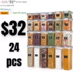 Airtight Food Storage Containers with Lids, 24 pcs