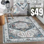 Area Rugs-Stain Resistant Washable Rugs for Living Room,Bedroom,Non Slip