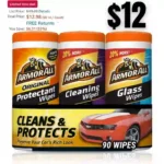 Armor All Protectant, Glass and Cleaning Wipes, Wipes for Car Interior and Car Exterior, 30 Count Each