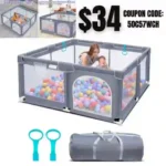 Baby Playpen, Large Indoor and Outdoor Playard, Play Pens for Kids Activity Center, Sturdy Safety Baby Fence with Soft Breathable Mesh for Toddler