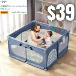 Baby Playpen with Mat, 50 x 50 Safety Playpen for Babies and Toddlers, Easy Assembly Large Baby Play Pen