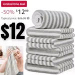 Bathroom Hand Towels Breton Stripe Design, Ultra Soft Cotton Hand Towel Set of 6