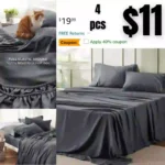 Bedsure Queen Sheets Grey – Soft Sheets for Queen Size Bed, 4 Pieces Hotel Luxury Queen Sheet Set