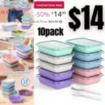 Bento Lunch Box Set of 10 – Colorful Meal Prep Containers for Kids and Adults