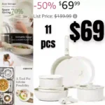 CAROTE 11pcs Pots and Pans Set, Nonstick Cookware Sets Detachable Handle