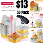 Cake Pans 50 Pack – 10oz Gold Cake Containers with Lids, Ideal for Baking & Storage