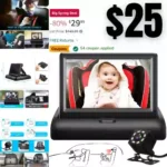 Car Mirror, 4.3 HD Night Vision Function Car Mirror Display, Safety Car Seat Mirror Camera Monitored Mirror with Wide Crystal Clear View