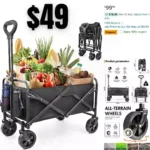 Collapsible-Folding-Wagon – Wagon Cart Heavy Duty Foldable Outdoor Utility with Silent Universal Wheels