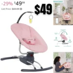 Dream On Me Comfort Me Baby Swing in Dusty Pink with Music and Vibration, 3 Speed Compact Portable Infant Swing and Remote Control