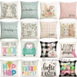 Easter Outdoor Pillow Covers, 18 x 18 inch Set of 4 Waterproof Throw Pillow Cases