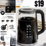 Electric Tea Kettle, BPA Free, 1.7 Liter 1500W Hot Water Boiler Heater Pot, Safe and Accurate Temperature Control