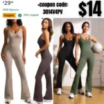 Flare Jumpsuits for Women Full Length Bodycon Rompers Workout Seamless Bodysuit
