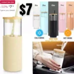 Glass Tumbler with Straw and Lid – Glass Cup with Lid and Straw