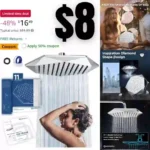 High Pressure Rainfall Shower Head 11 Inches Diamond Shaped Showerhead Full Body Coverage