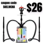 Hookah Set Hookahs 2 Hose Modern Cube Acrylic Hookah with Silicone Hookah Bowl
