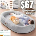 Human Dog Bed for People Adults, Giant Bean Bag Bed with Blanket